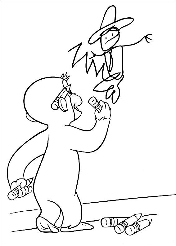Plansa de colorat cu Curiosul George 13 5